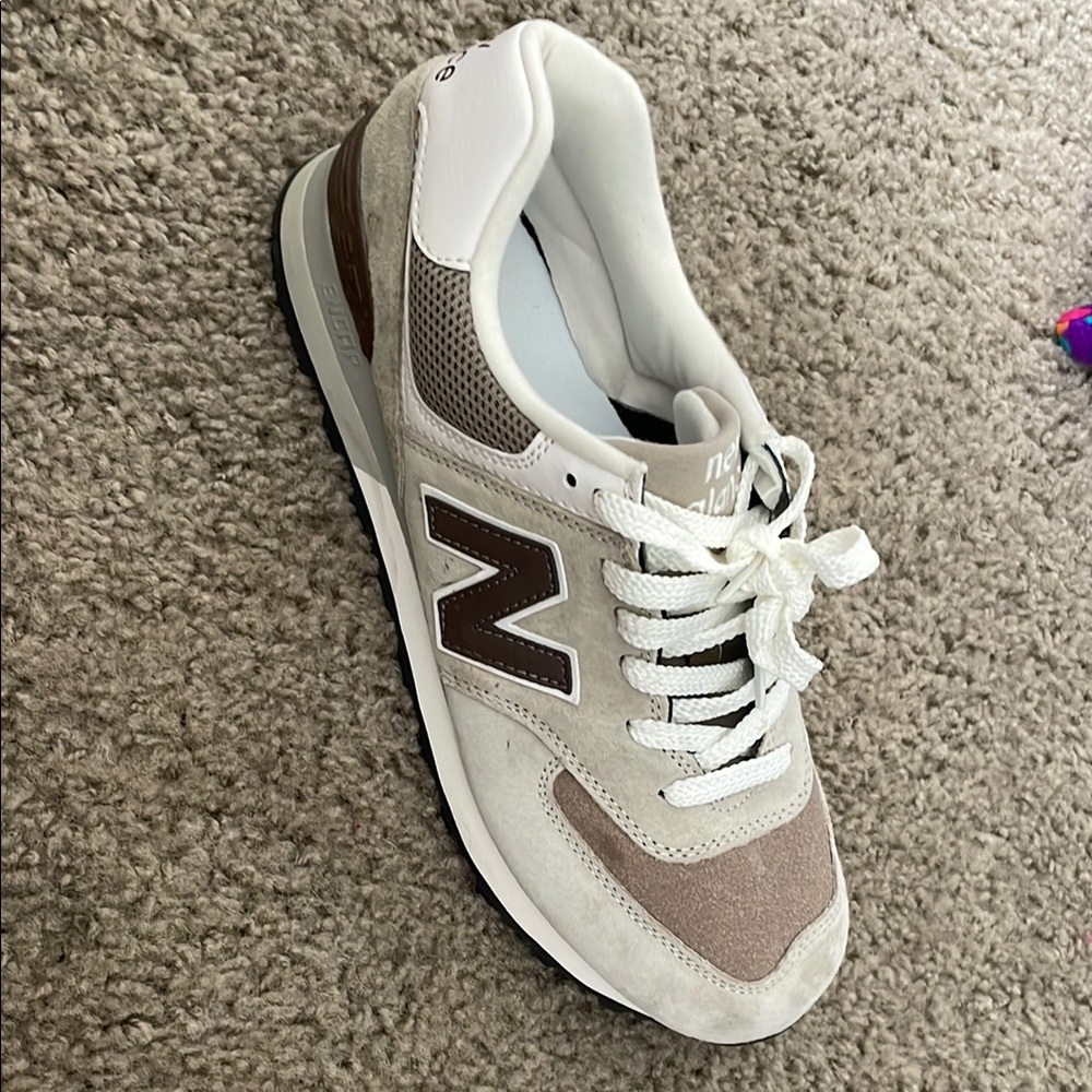 New Balance Beige and White Sneakers